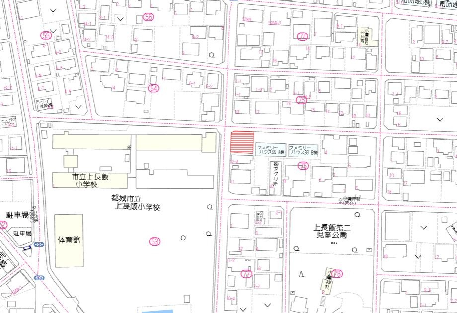 都城市上長飯町の売地の土地図