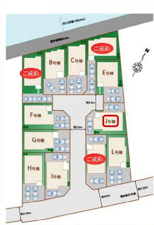 東村山市恩多町3丁目・全12棟　新築一戸建　Ｊ号棟の区画図|【全12棟・Ｊ号棟】土地面積111.45平米（約33.71坪）カースペース2台