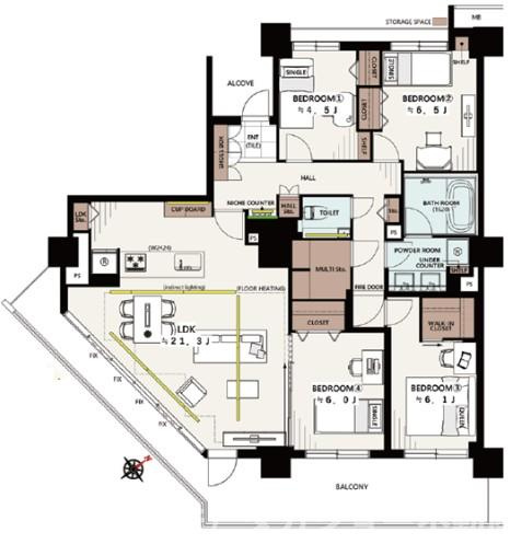 【間取り】 | ベイマークススクエアシティコートタワー