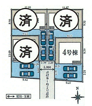 武蔵村山市大南5丁目　新築戸建全4棟の区画図