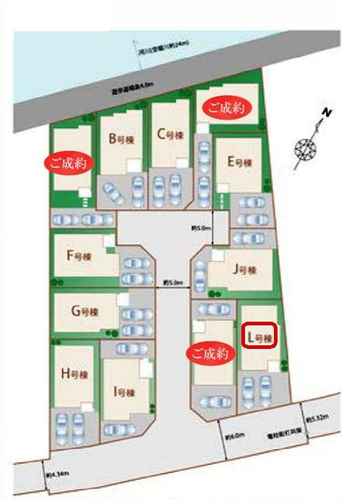 東村山市恩多町3丁目・全12棟　新築一戸建　L号棟の区画図|【全12棟・L号棟】土地面積111.49平米（約33.72坪）カースペース2台
