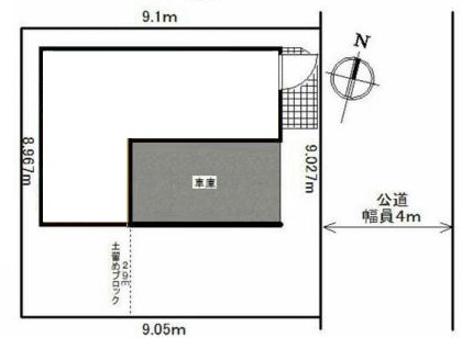 三郷市寄巻　新築戸建　全1棟の区画図|ご夫婦で1台ずつ所有しても大丈夫。ビルトイン＋屋外の2台駐車で暮らしにゆとりをプラス。