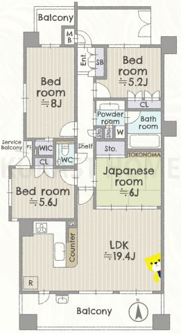 グラン・ブルー二条城北　4階の間取り