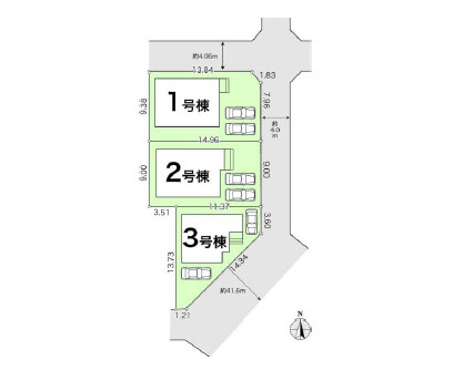 高知市介良乙10期3棟 1号棟　新築戸建ての区画図|１号地は北東の角地☆
