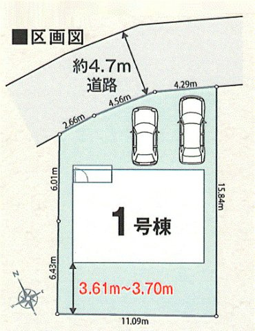 青梅市畑中2丁目　新築戸建全1棟の区画図