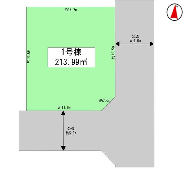 町田市成瀬台　建築条件なし売地の区画図|多彩なプランに対応可能な整形地