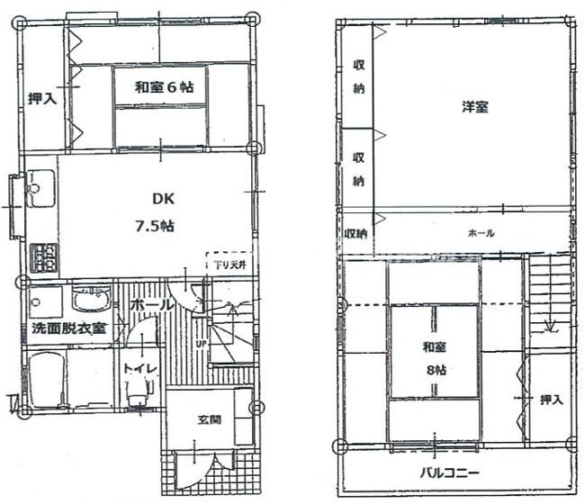 金岡2丁目中古戸建の間取り|内装リフォーム済みで室内大変キレイ☆ご夫婦お二人様、ファミリー様にオススメです♪