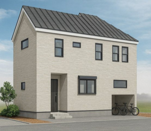 【1階リビングプラン外構パース】土地・建物セット価格2680万円。お客様のライフスタイルに合わせて間取りを決めれる自由設計可能物件。