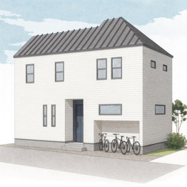 【2階リビングプラン外構パース】土地・建物セット価格2680万円。お客様のライフスタイルに合わせて間取りを決めれる自由設計可能物件。