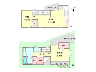 参考プラン図【2階LDKプラン】2階にLDKを配置しているので、外からの視線が入りにくく、また日当たりを最大限に活かせます。SIC・WIC・各部屋のCLがあり収納に困らないです。