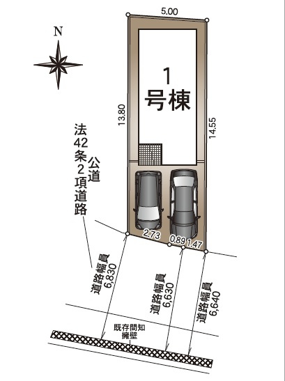 中秦泉寺（第1）　新築戸建　の区画図|土地面積　70.96㎡（約21.46坪）建物面積　59.73㎡（約18.06坪）