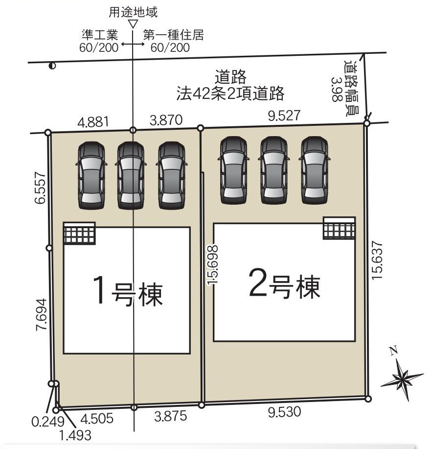 碧南市大浜上町四丁目52番の一部『仲介手数料無料』新築戸建ての区画図