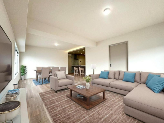 【居間・リビング】 | ハイマート弥刀 | 【LDK：広々約21.5帖！】（※家具はCGです。）