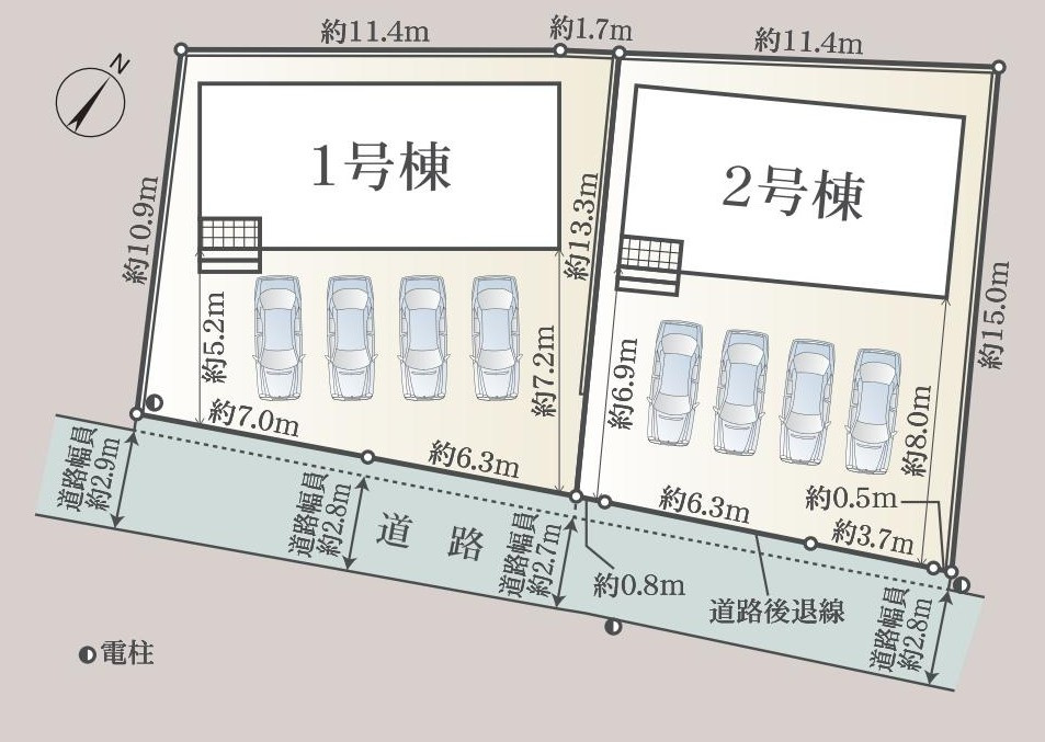 碧南市鴻島町四丁目81番1、81番2『仲介手数料無料』新築戸建ての区画図