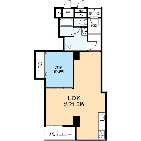 プランタンビルの間取り|公簿58.92㎡、2LDKの間取り。