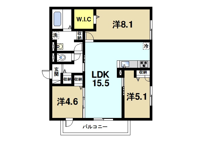 Villa Calmaの間取り|3LDKの間取りになります