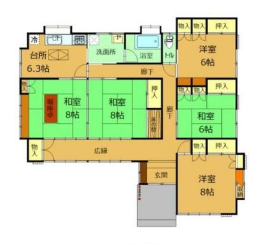 【中古戸建】桐生市川内町2丁目の間取り|■間取り図｜敷地面積：281.42㎡（約85.12坪）　建物面積：118.61㎡（約35.87坪）