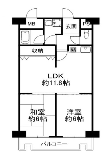 【間取り】 | 嵯峨ハイツ | 専有面積54.5㎡