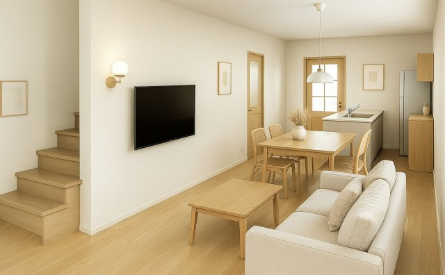 グラッドタウン　交野市東倉治の完成予想図|【B号地プラン例】LDKイメージ
