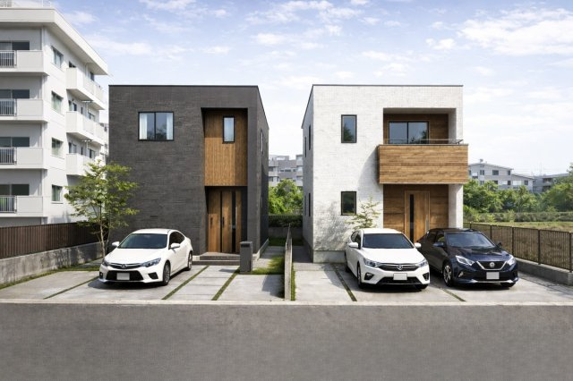 グラッドタウン　交野市東倉治の外観パース|【完成イメージ】外観・デザインは自由に選べます。「こうしたい」から始まるお家づくり