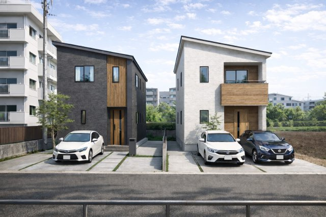 グラッドタウン　交野市東倉治の外観|【完成イメージ】外観・デザインは自由に選べます。屋根の傾き、家の形、、、自由です！