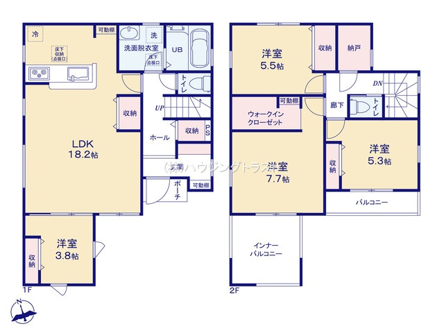 仲介手数料無料Livele Garden.S 所沢上新井第14期　全６棟　３号棟の間取り