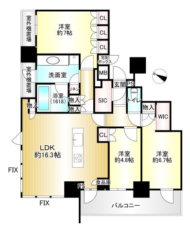 【間取り】 | ザ・パークハウス大阪梅田タワー | 建物に地震の揺れを伝わりにくくする「免震構造マンション」★安心3重セキュリティ（エントランス・エレベーター・住戸）