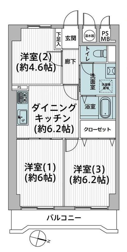【サンスターホーム】ハイネス福生　404号室の間取り
