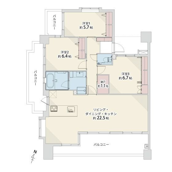 【間取り】 | ロイヤルマンション大濠セーヌ | 南東向き角部屋につき室内の日当たり風通し良好です。リフォーム済みで気持ちよく新生活を始められます