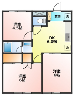 【間取り】 | ディアコート開成Ⅱ　Ｂ