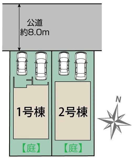 【新築戸建】札幌市東区北19条東10丁目2棟の区画図