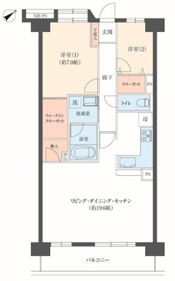【間取り】 | ライオンズマンション上野芝５丁 | 専有面積:70.20平米　バルコニー面積:9.00平米　間取り:2LDK！