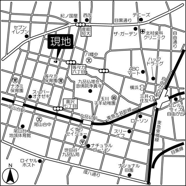 ストーリア等々力の地図