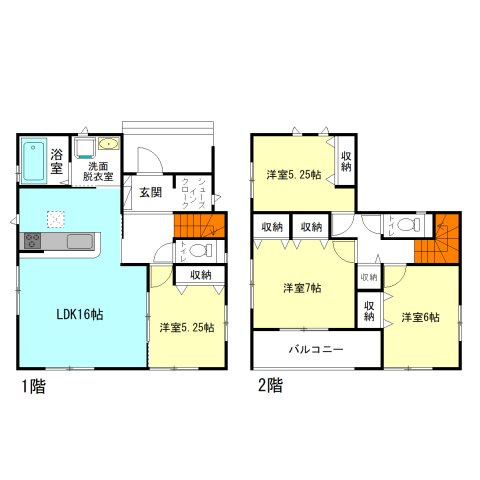 【間取り】 | ブルーミングガーデン高崎市東貝沢町3丁目ー① | 玄関には嬉しいシューズインクローク完備！
水回りを最短距離で結んだラクラク家事同線！