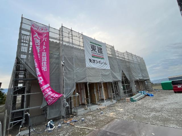 仮）御殿場市御殿場アパート　令和8年2月完工予定の外観|建築現場