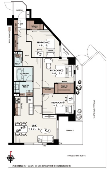 【間取り】 | コスモ千鳥町エクセラ