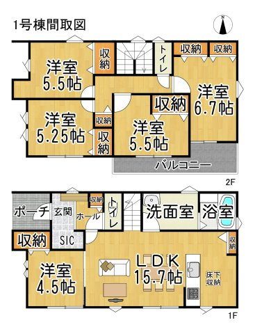 リーブルガーデン常滑市飛香台第54　1号棟の間取り|○●間取り図●○