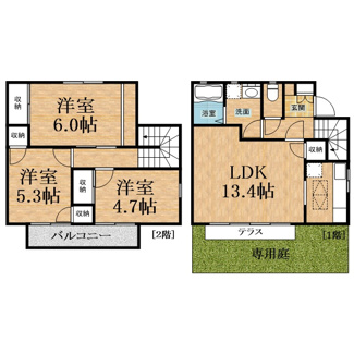 【間取り】 | グリーンビレッヂおゆみ野F