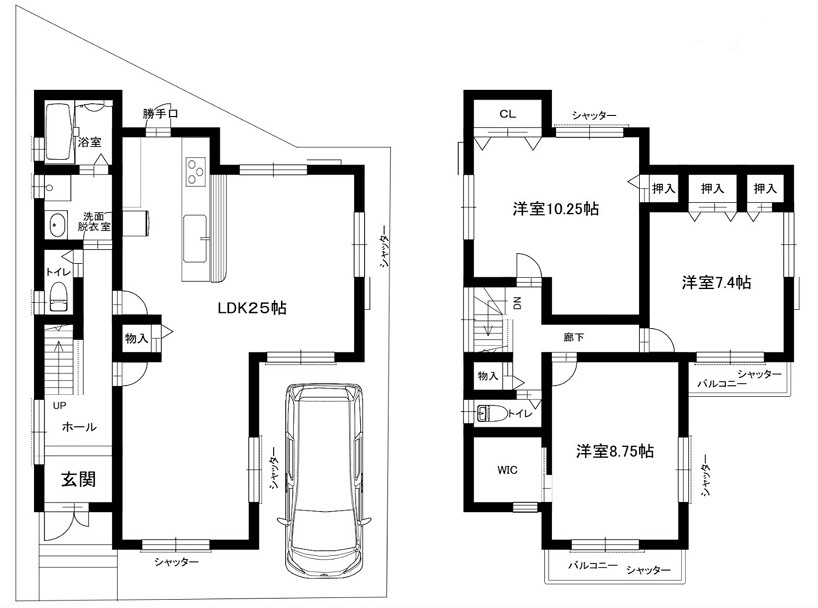 下植野小字宮本　新築戸建ての間取り