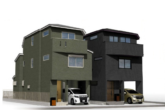 練馬区高松4丁目　始発駅×車庫付　耐震住宅　全2棟の外観パース