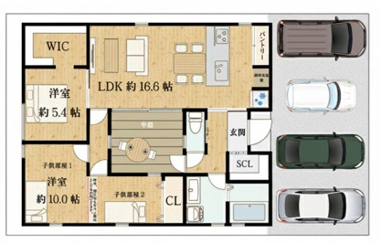 八幡三反長無垢の平屋の間取り