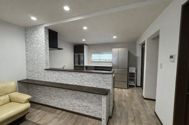 【中鶴野に平屋登場！】家事動線に優れたパントリー付の快適なリノベ住宅のその他|リビングを見渡せる対面式。家事効率を高める洗練されたデザイン。