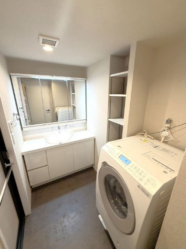 【独立洗面台】 | レーベンハイム志村プレノルガール | 様々なタイプの洗濯機を配置する事ができます。洗濯防水パンも新しく設置しています！