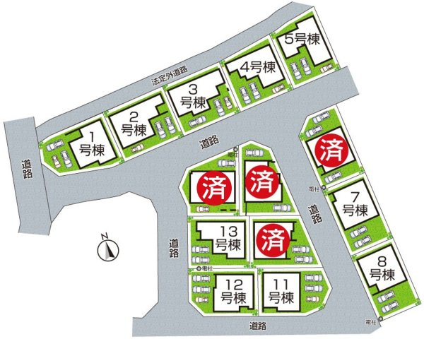★29(土)30(日)現地見学可能！★大津市雄琴　全14邸の区画図|全14区画