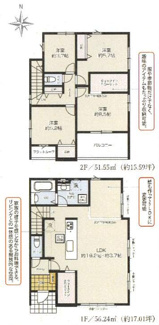 【間取り】 | 平塚市御殿4丁目  1号棟 2期 | シャッター4箇所付　南向きバルコニー　食洗器・浄水器　浴室乾燥機　WIC2箇所　LDK22.7帖