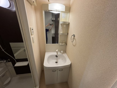 【独立洗面台】 | Luxe淡路 | 独立洗面台、小物を置くことができて便利です