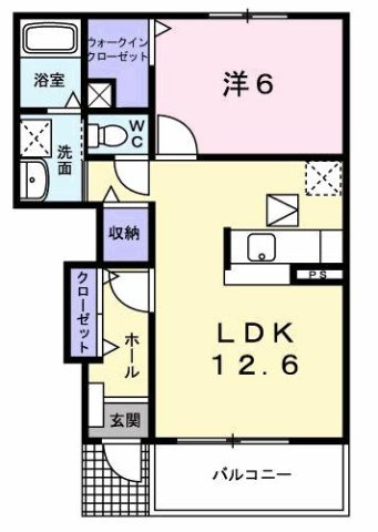 【間取り】 | ハピネス　Ｂ | 1LDKのお部屋です