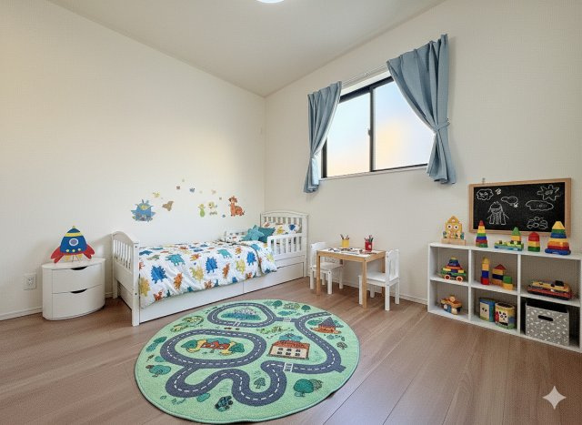 三郷市鷹野1丁目　新築戸建　全2棟　A号棟の子供部屋|現況の物件写真にCGによる画像処理を行っています。家具、家電、小物、カーテン等はイメージはCGです。