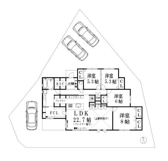 八王子市　横川町　平屋（新築一戸建て）の間取り|～南向き4LDK　SIC、FLC、パントリーなど収納豊富な間取りです～