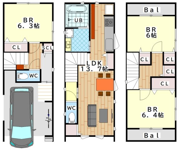 杭瀬北新町３丁目新築戸建の間取り